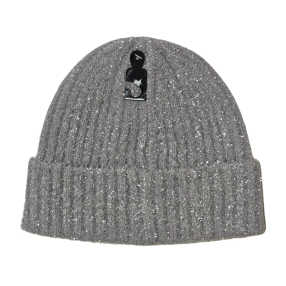 Kate Spade Beanie Hat Heather Grey Tinsel Knit Holiday Party Winter Outdoor Gift